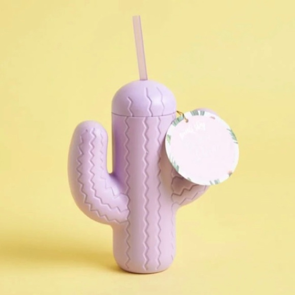 Brand New - Pink Sky Cactus Cup with Straw